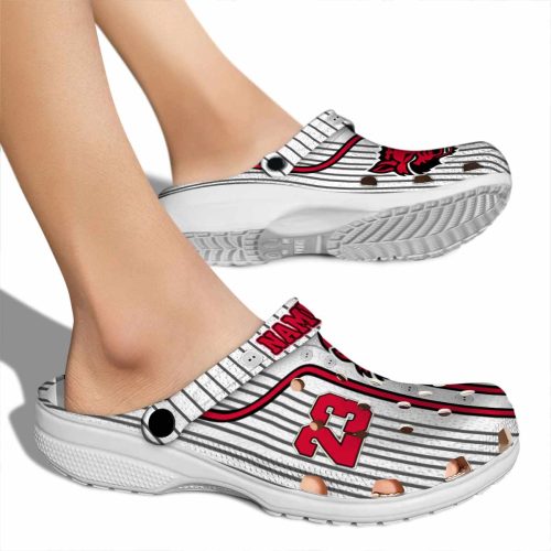 customized arkansas state red wolves pinstripe pattern clog fashion forward
