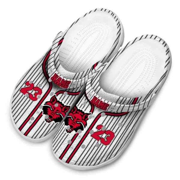 customized arkansas state red wolves pinstripe pattern clog latest model