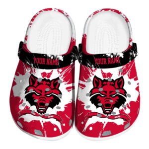 customized arkansas state red wolves splatter pattern clog best selling