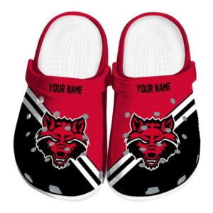 customized arkansas state red wolves striped accents clog best selling