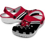 customized arkansas state red wolves striped accents clog best selling