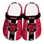 customized arkansas state red wolves vertical stripes clog best selling
