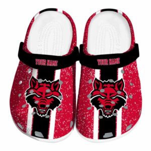 customized arkansas state red wolves vertical stripes clog best selling