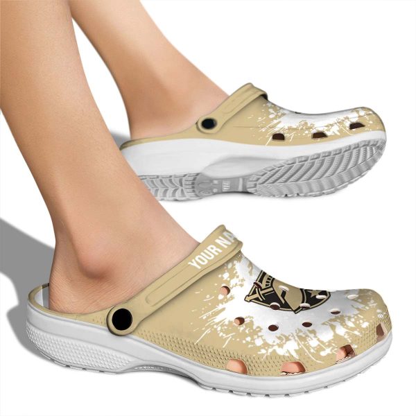customized army black knights splatter background clog fashion forward