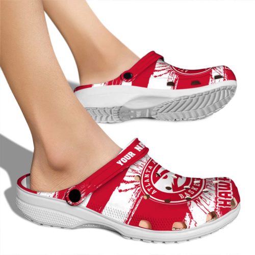 customized atlanta hawks paint splatter graphics clog fashion forward