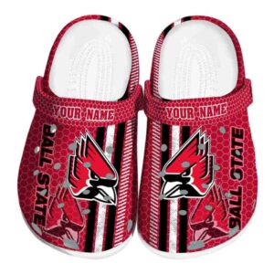 customized ball state cardinals contrasting stripes clog best selling