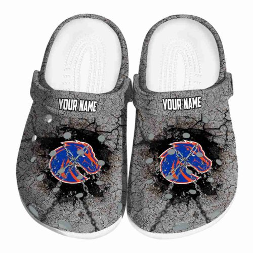 customized boise state broncos cracked ground texture clog best selling
