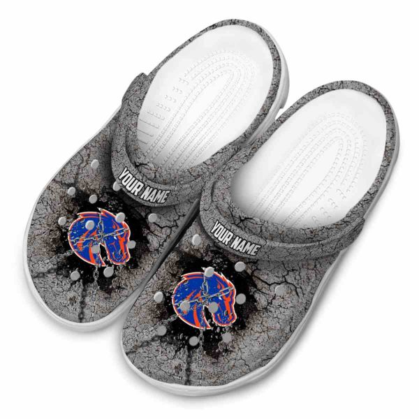 customized boise state broncos cracked ground texture clog latest model