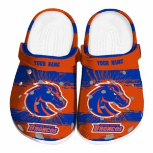 customized boise state broncos paint splatter graphics clog best selling