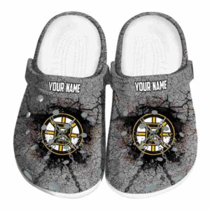 customized boston bruins cracked ground texture clog best selling