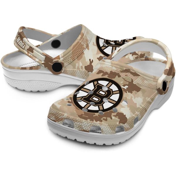 customized boston bruins desert camo clog high quality