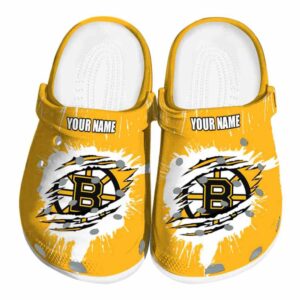customized boston bruins splash motif background clog best selling