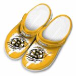 customized boston bruins splash motif background clog best selling