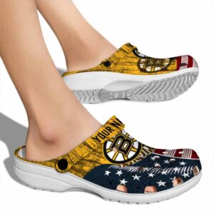 customized boston bruins star spangled side pattern clog fashion forward