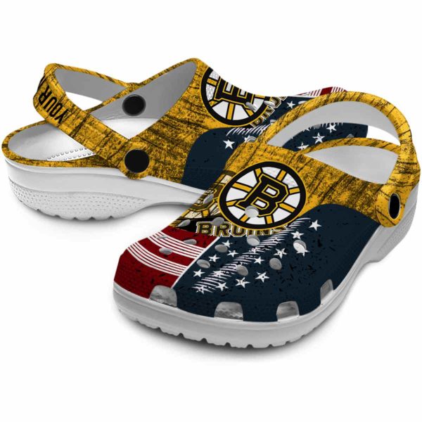 customized boston bruins star spangled side pattern clog high quality