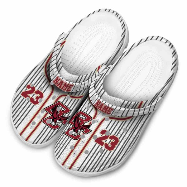 customized boston college eagles pinstripe pattern clog latest model