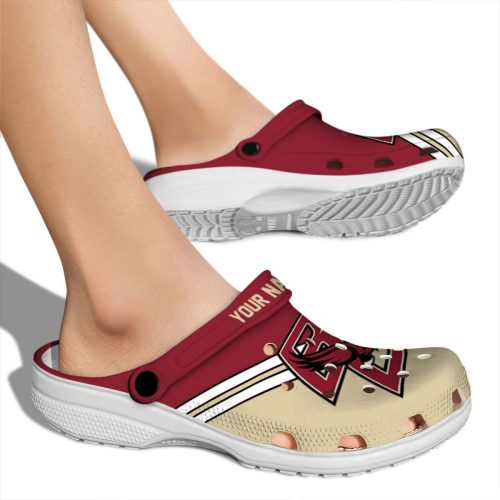 customized boston college eagles striped accents clog fashion forward