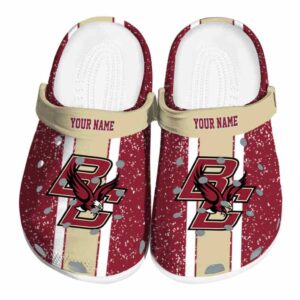 customized boston college eagles vertical stripes clog best selling