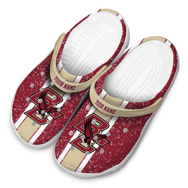 customized boston college eagles vertical stripes clog latest model