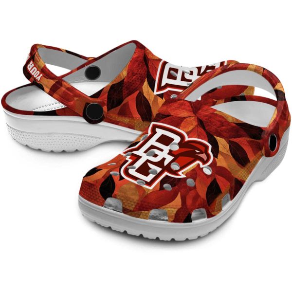 customized bowling green falcons autumn leaves clog high quality