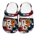 customized bowling green falcons patriotic stripes clog best selling