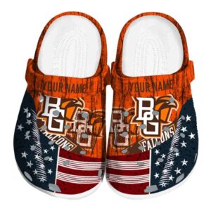 customized bowling green falcons star spangled side pattern clog best selling