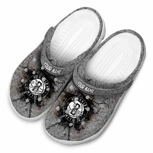 customized brooklyn nets cracked ground texture clog latest model