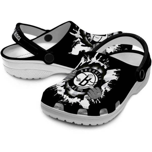customized brooklyn nets gripping hand clog high quality