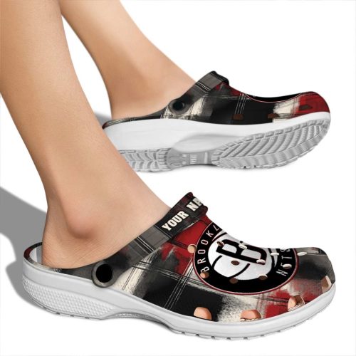 customized brooklyn nets plaid fusion clog fashion forward