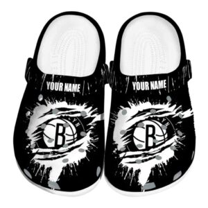 customized brooklyn nets splash motif background clog best selling