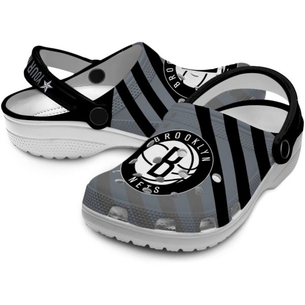 customized brooklyn nets star spangled graphic clog high quality