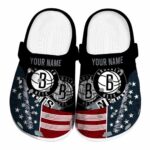 customized brooklyn nets star spangled side pattern clog best selling