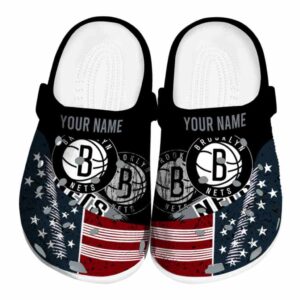 customized brooklyn nets star spangled side pattern clog best selling