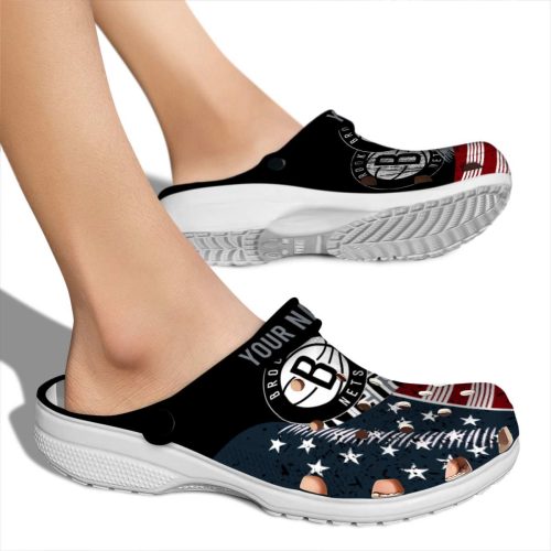 customized brooklyn nets star spangled side pattern clog fashion forward
