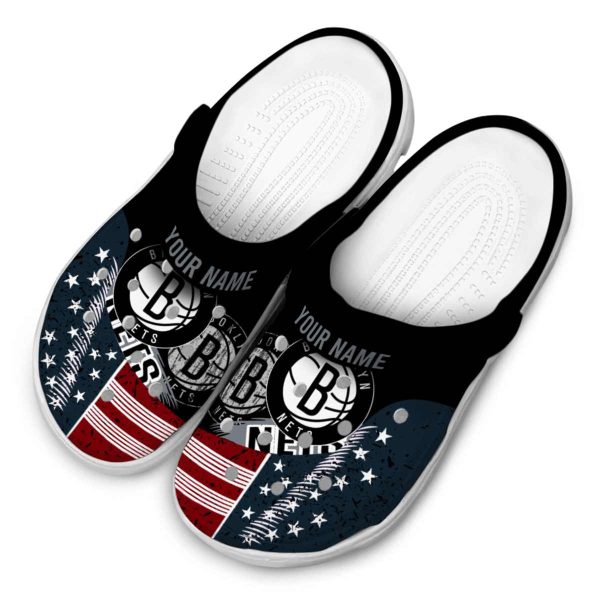 customized brooklyn nets star spangled side pattern clog latest model