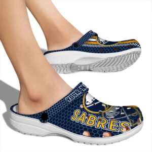 customized buffalo sabres contrasting stripes clog fashion forward