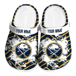 customized buffalo sabres zigzag paint burst clog best selling