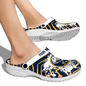 customized buffalo sabres zigzag paint burst clog fashion forward
