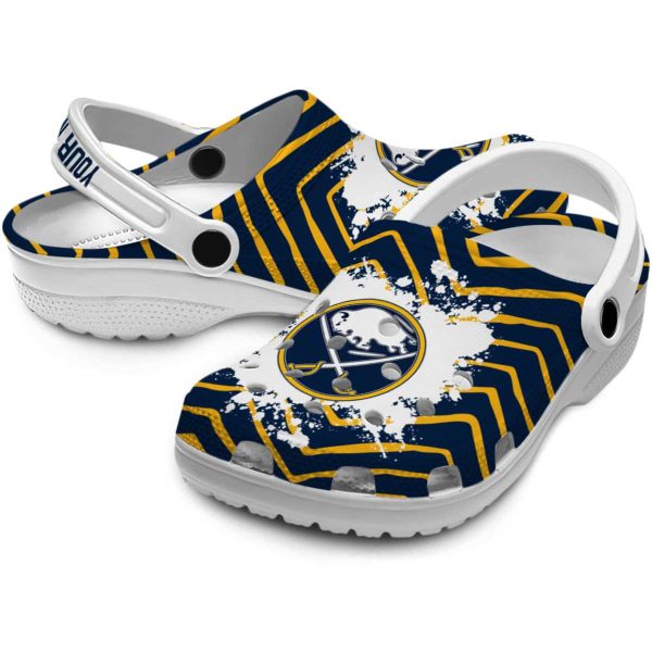 customized buffalo sabres zigzag paint burst clog high quality