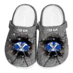 customized byu cougars cracked ground texture clog best selling