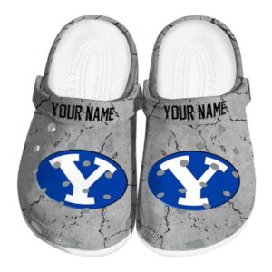 customized byu cougars cracked texture clog best selling