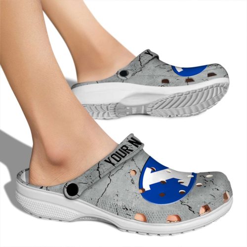 customized byu cougars cracked texture clog fashion forward