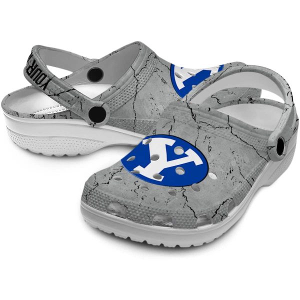 customized byu cougars cracked texture clog high quality