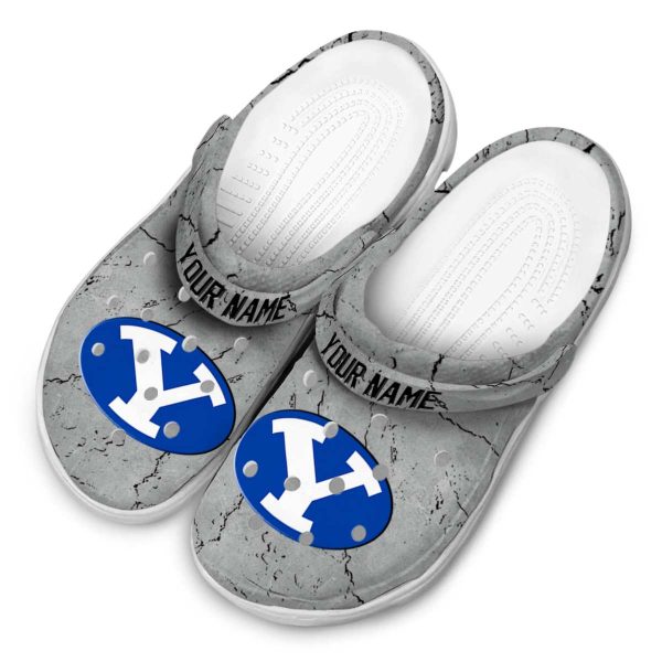 customized byu cougars cracked texture clog latest model