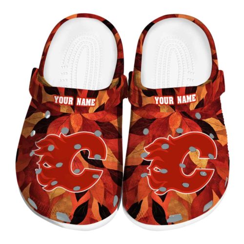 customized calgary flames autumn leaves clog best selling