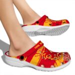 customized calgary flames paint splatter graphics clog best selling