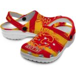 customized calgary flames paint splatter graphics clog best selling