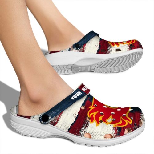 customized calgary flames patriotic stripes clog fashion forward