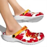 customized calgary flames splatter pattern clog best selling