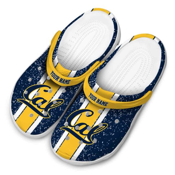 customized california golden bears vertical stripes clog latest model